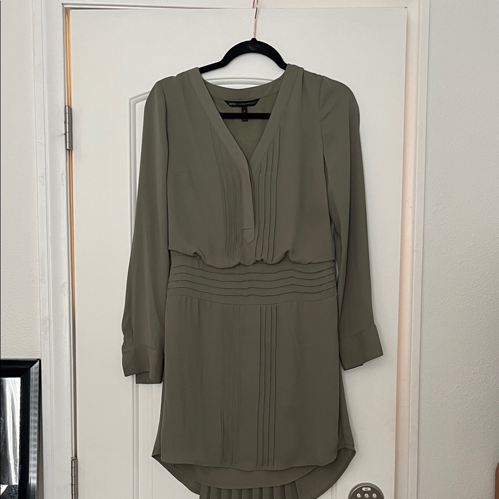 White House Black Market Olive Long Sleeve Dress